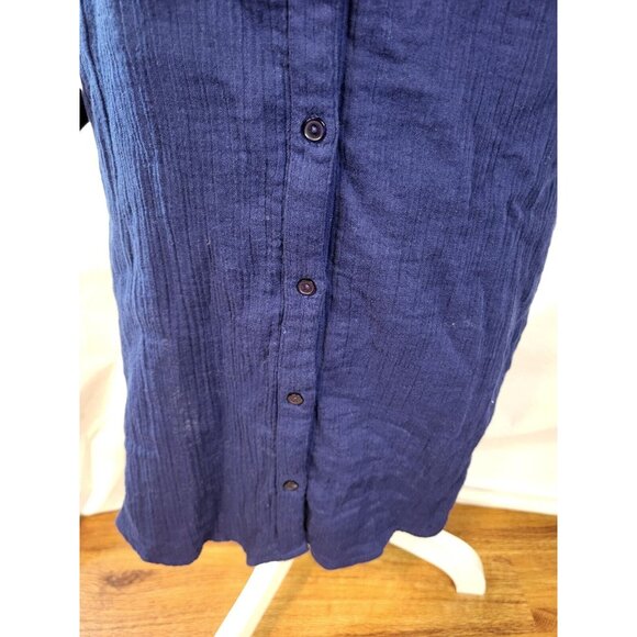 MIRACLESUIT Talbots sz M Beach Shirt Navy Blue Stripe TabSleeve Coverup - Picture 3 of 6